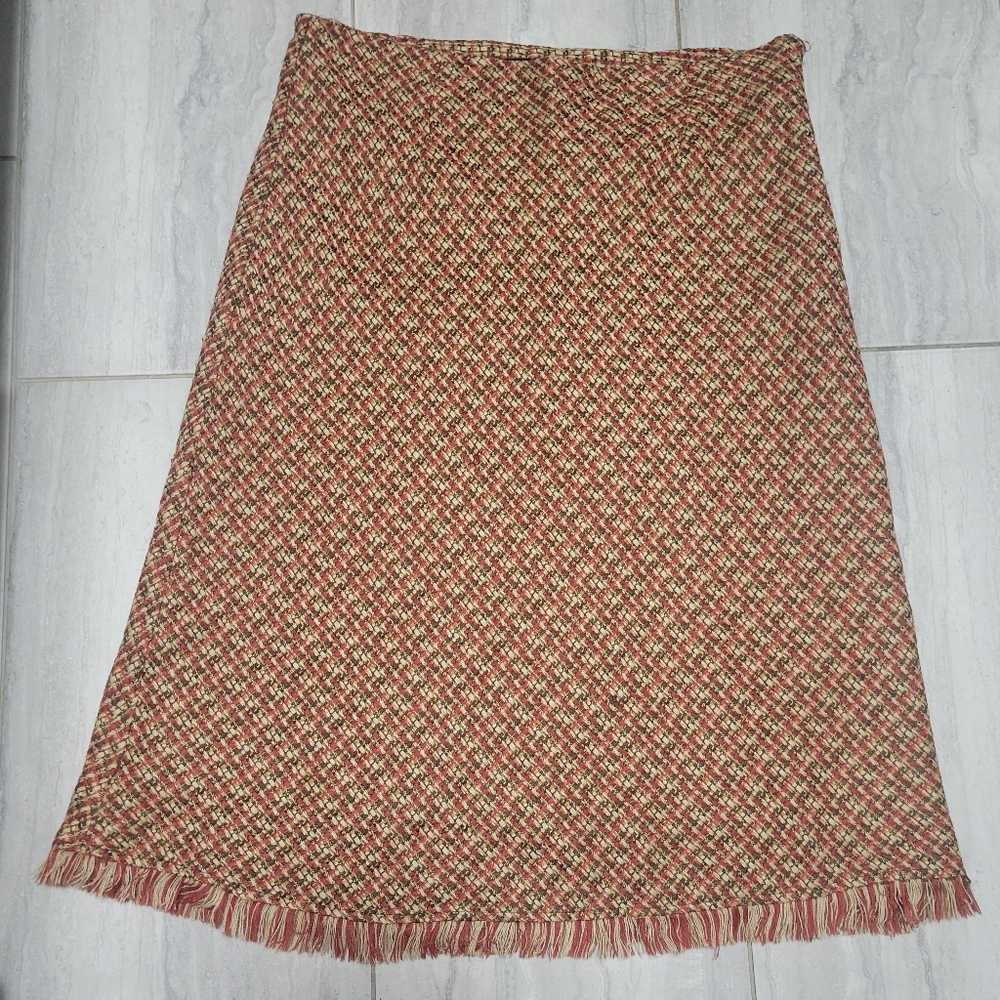 Ashley Stewart Multicolor Tweed Skirt With Fringe Size 18W